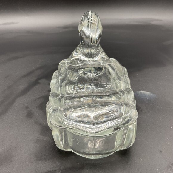 Vintage L.E. Smith Clear Glass Duck Trinket Box 5.5"L x 4.5"H - Picture 4 of 7